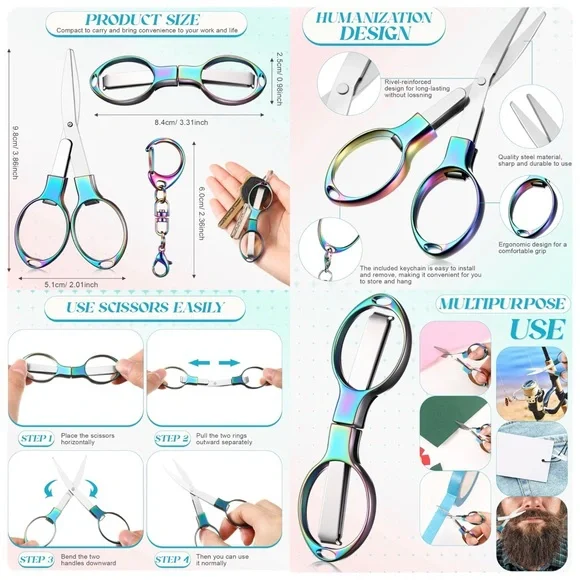 NEW ✂️ Folding Portable Mini Keychain Safety Scissors - Picture 2 of 2